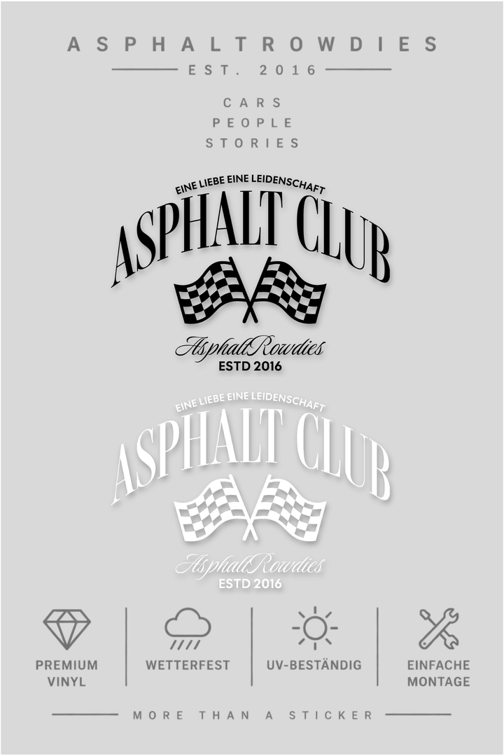 Aufkleber AsphaltClub 40/60 cm schwarz | weiss