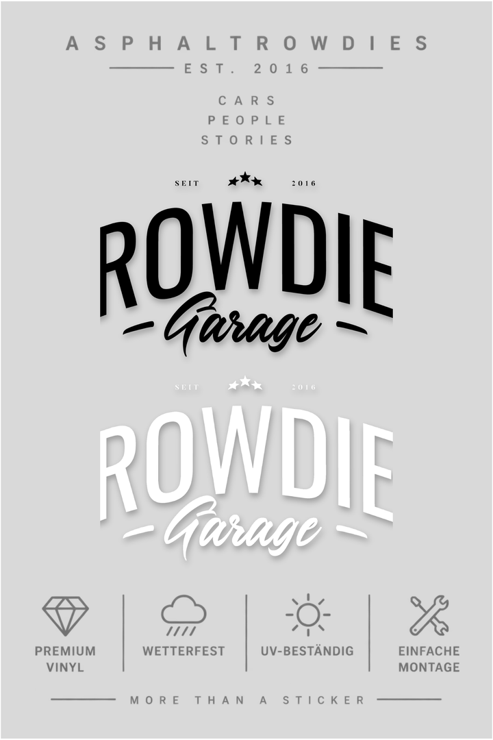 Sticker Rowdie Garage 20/40/60cm schwarz | weiss