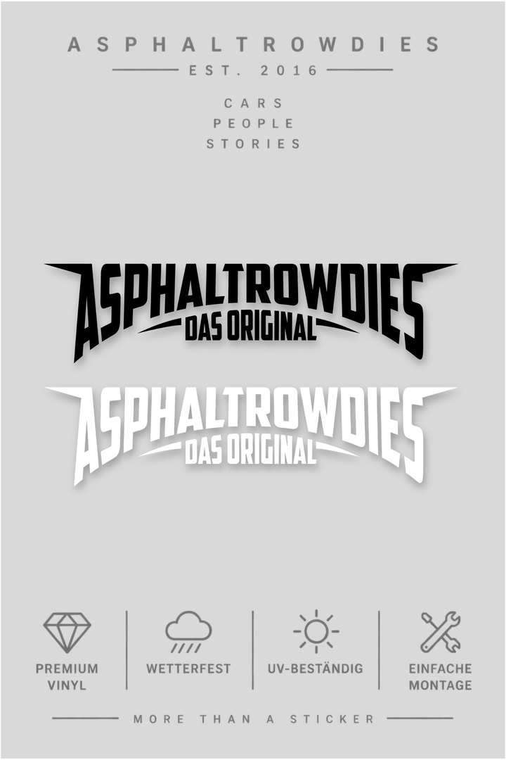 AsphaltRowdies Sticker (20/40/60 cm) – schwarz | weiß